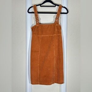Forever 21 Corduroy Overall Mini Dress Brown Adjustable‎ Straps Size Small Y2K